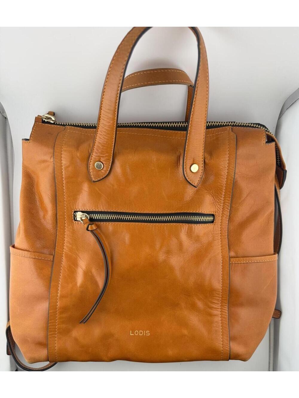 Vintage Lodis Catalina Backpack Tan Leather Medium Stylish Functional
